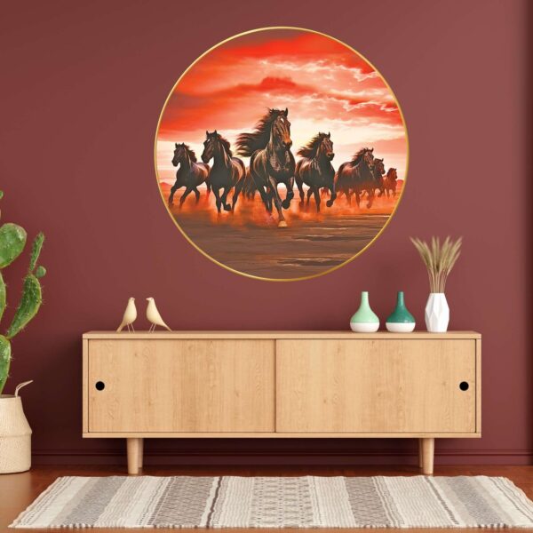 Wall Painting for Wall Decoration with Frame Sparkle Glossy Round Golden Framed Large Painting Office, Living Room, Bedroom, Home Decoration - Image 2