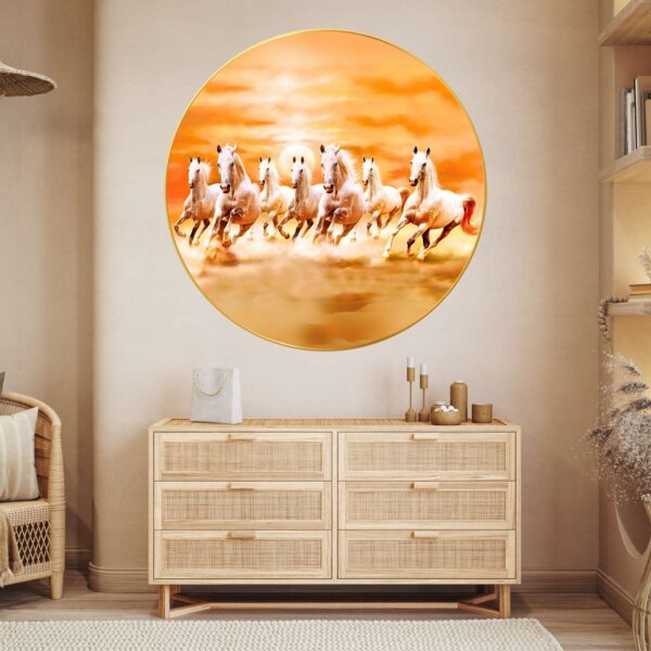 Wall Painting for Wall Decoration with Frame Sparkle Glossy Round Golden Framed Large Painting Office, Living Room, Bedroom, Home Decoration - Image 4